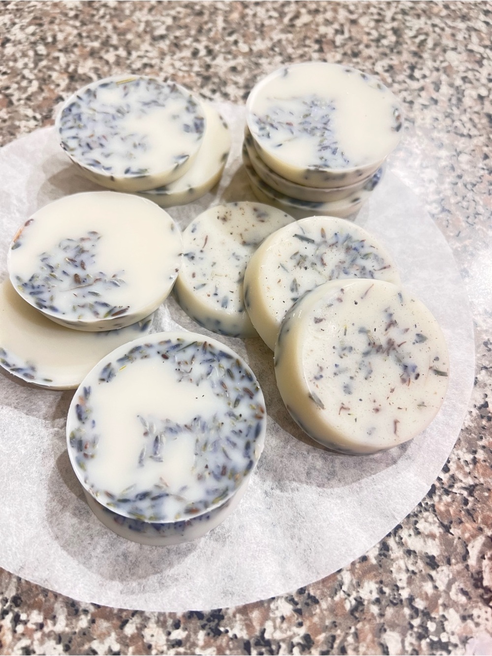 Lavender Infused Round wax melts  - Cream & Purple